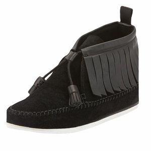 Rag & Bone Ghita Black Fringe Moccasin booties 37